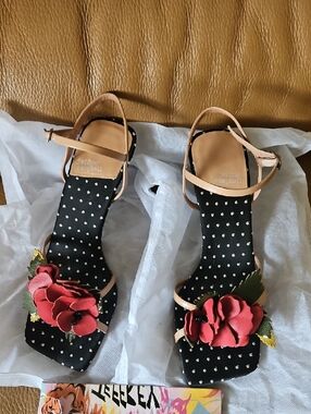Jeffrey Campbell Amaryllis Black Polka Dot Multi Sandal